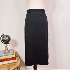 Valentino Black Wool Silk Midi Skirt 38 NWT Classic Minimalist Chic Office
